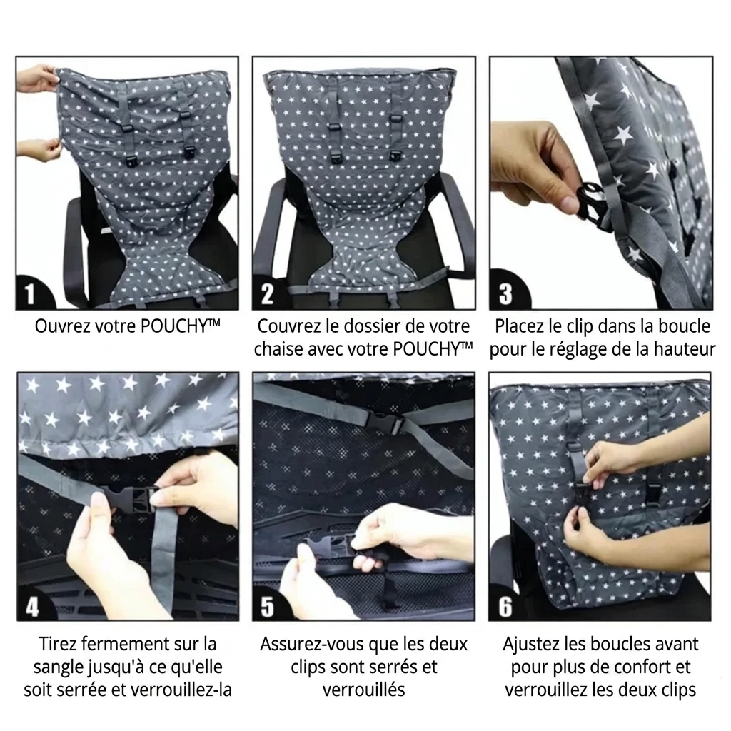POUCHY™ — La chaise haute qui tient dans ton sac