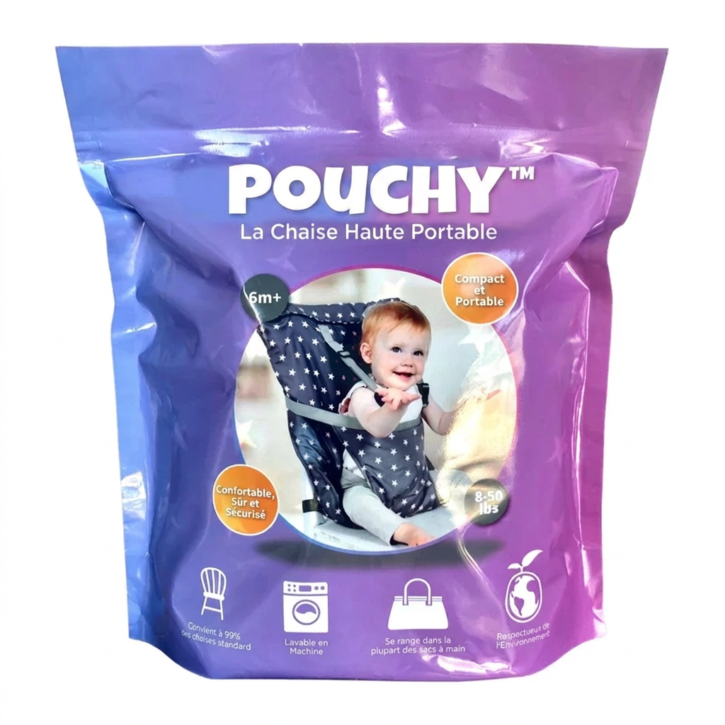 POUCHY™ — La chaise haute qui tient dans ton sac